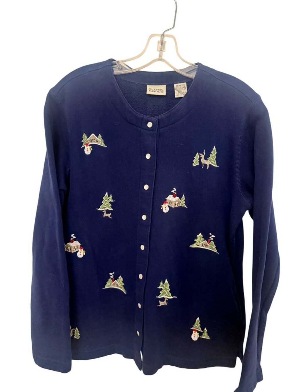 Vintage Classic Elements Christmas Holiday Cardigan, Size M, Grandma, Cottage Co
